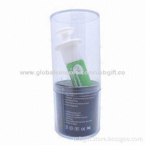 USB Flash Drive, simulation model, injection syringe shape, PVC material, OEM and ODM welcomed